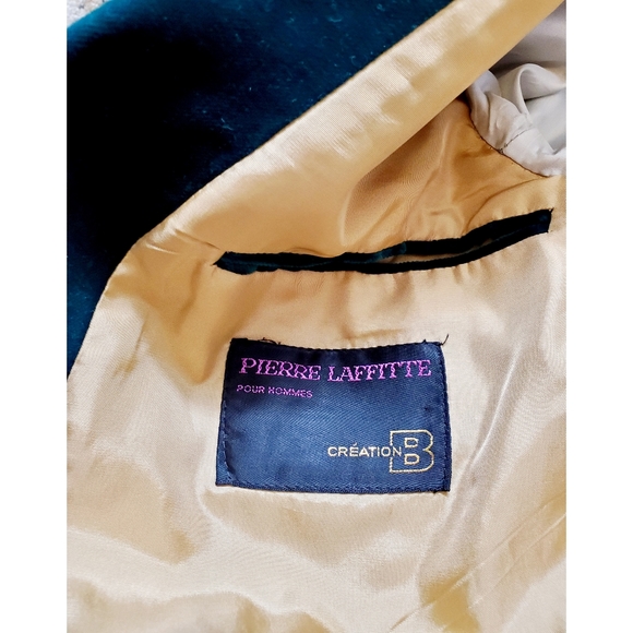 Vintage Pierre Laffitte Teal Velvet Suit Jacket - Picture 2 of 6